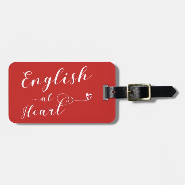Engelska At Heart Luggage Tag Template, England Bagagebricka (Horisontell Framsida)
