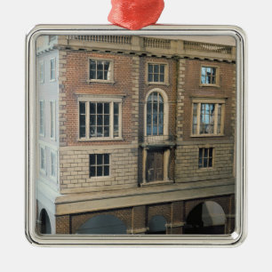 Engelska balustraded dockhus med balkongen julgransprydnad metall