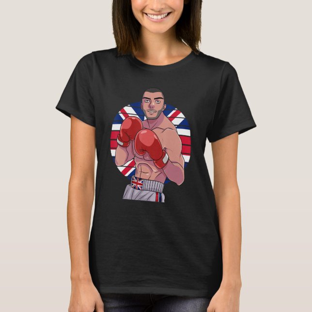 Engelska Boxer United Kingdom Flagga UK European B T Shirt (Framsida)