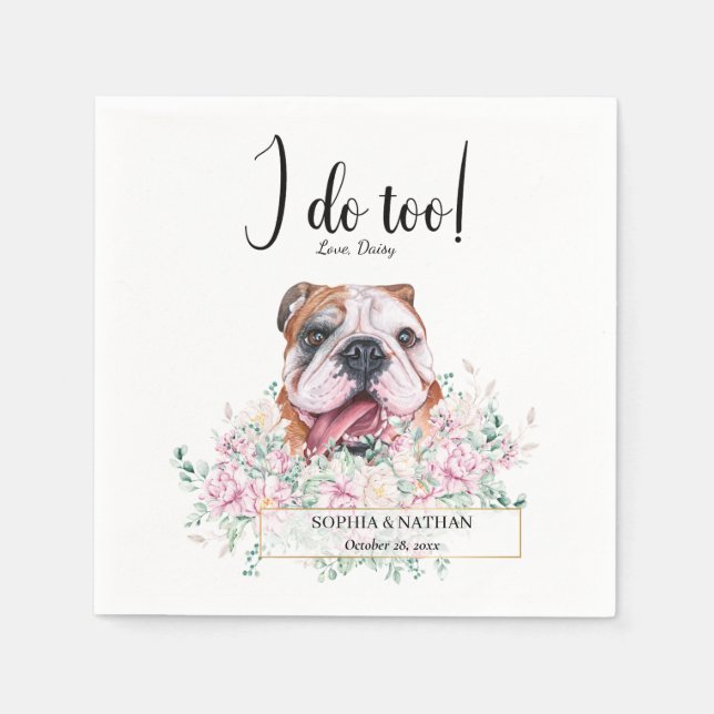 Engelska British Bulldog Bröllop Cocktail Napkins Pappersservett (Framsidan)