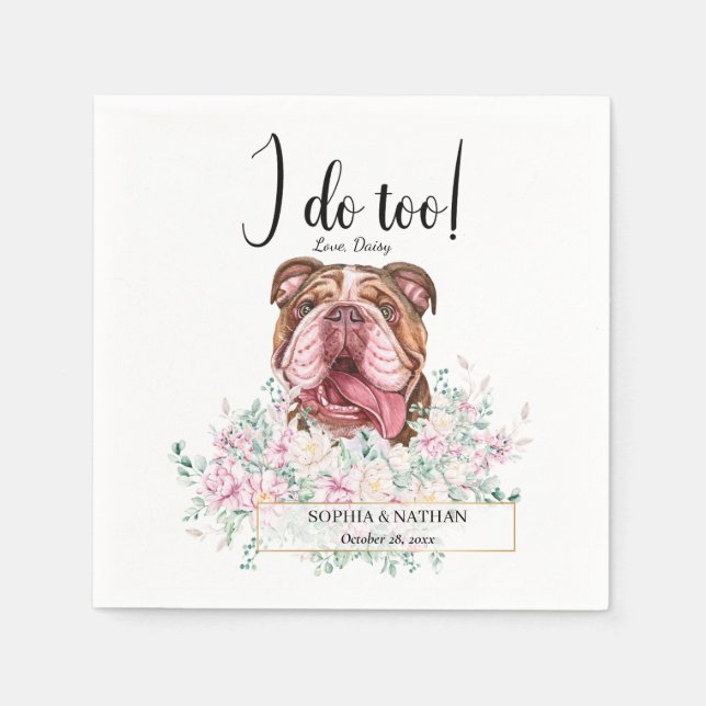 Engelska British Bulldog Bröllop Cocktail Napkins Pappersservett (Framsidan)
