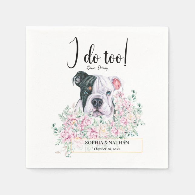 Engelska British Bulldog Bröllop Cocktail Napkins Pappersservett (Framsidan)