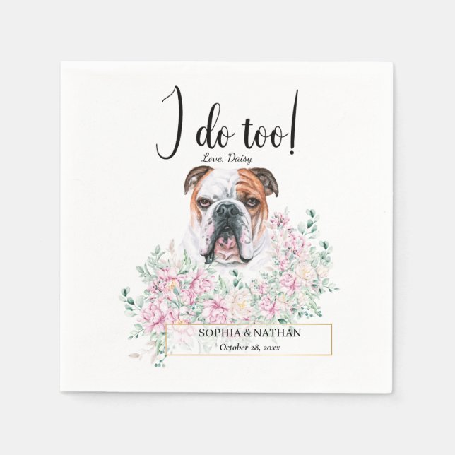 Engelska British Bulldog Bröllop Cocktail Napkins Pappersservett (Framsidan)