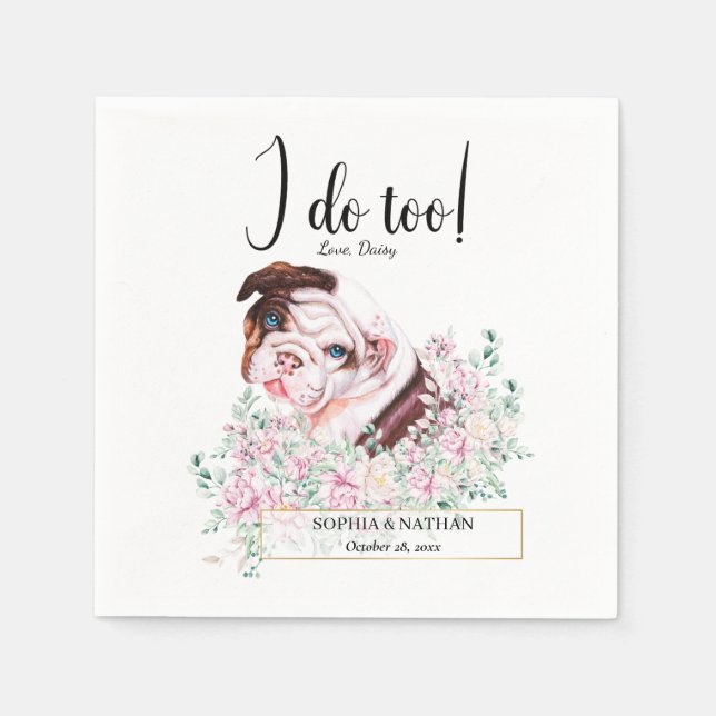 Engelska British Bulldog Bröllop Cocktail Napkins Pappersservett (Framsidan)