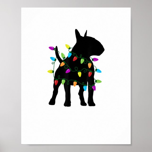 Engelska Bull Terrier Hund jul Ljus Poster (Framsidan)