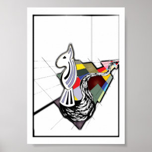 Engelska Bull Terrier Surreal Art Chess Slide Poster