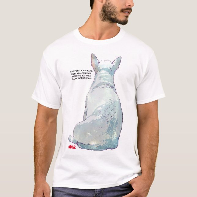 Engelska Bull Terriers UK Watching You T-Shirt (Framsida)