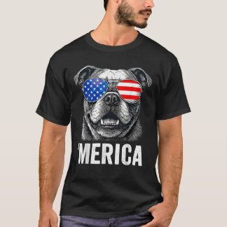 Engelska Bulldog 4 juli Merica Manar Women USA F T Shirt