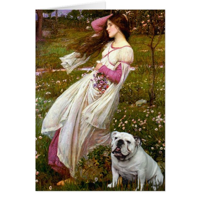 Engelska bulldog 9 - Vinblommor Hälsningskort (Framsidan)