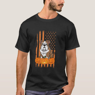 Engelska bulldog American Flagga Patriotic Hallowe T Shirt