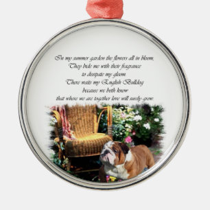 Engelska Bulldog Art Summer Garden Julgransprydnad Metall