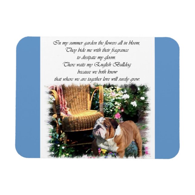 Engelska Bulldog Art Summer Garden Magnet (Horisontell)