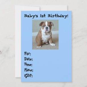 Engelska Bulldog Baby 1st Birthday Inbjudningar
