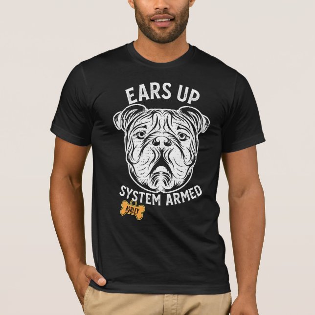 Engelska Bulldog Big hund Armed T Shirt (Framsida)