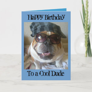 Engelska bulldog Birthday Card, Coola Kort