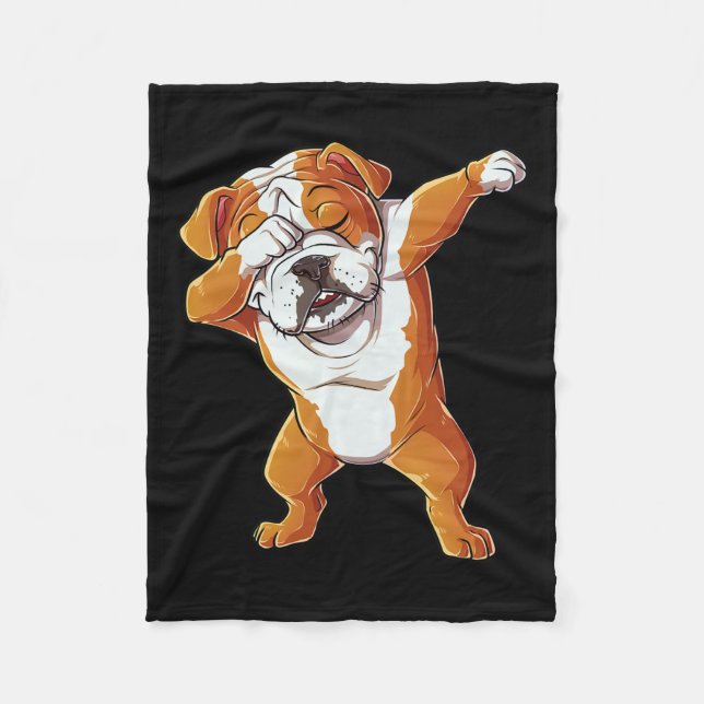 Engelska bulldog Boys Dab Dance Puppy Älskare Fleecefilt (Framsidan)