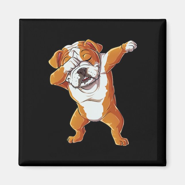 Engelska bulldog Boys Dab Dance Puppy Älskare Magnet (Framsidan)