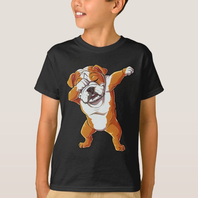 Engelska bulldog Boys Dab Dance Puppy Älskare T Shirt (Framsida)