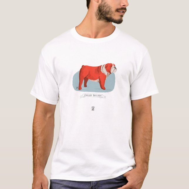 Engelska bulldog - Cute British Bulldog Teckning T Shirt (Framsida)