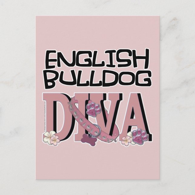 Engelska Bulldog DIVA Vykort (Framsida)