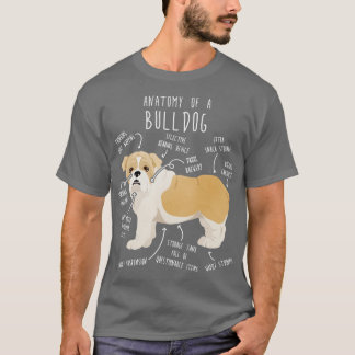 Engelska Bulldog Fawn and White Hund Anatomy T Shirt