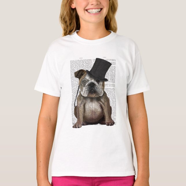 Engelska bulldog, Formal Hound och Hat T Shirt (Framsida)