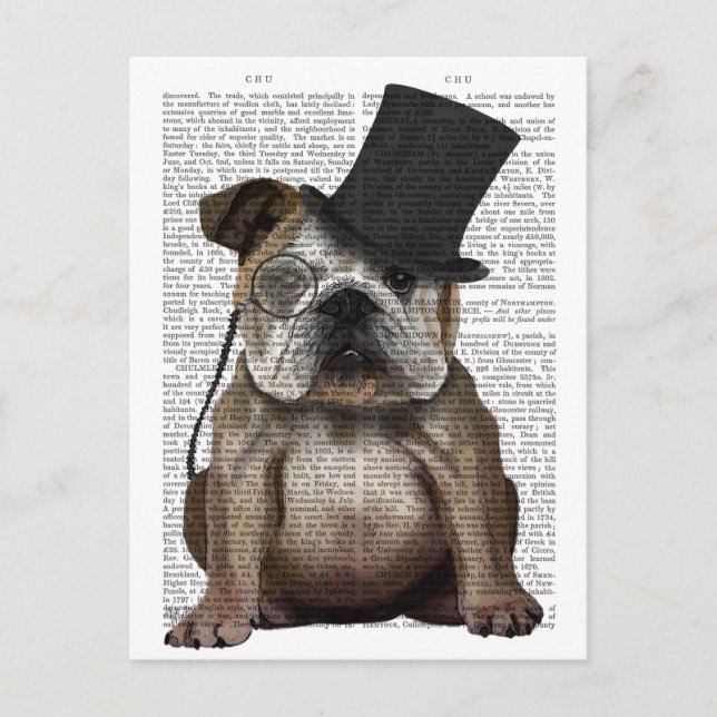 Engelska bulldog, Formal Hound och Hat Vykort (Framsida)