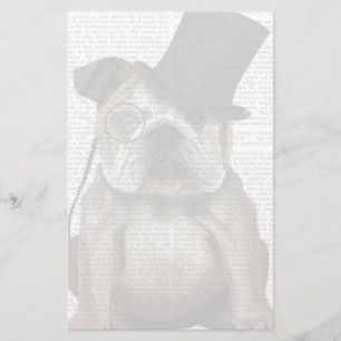 Engelska bulldog, formell hound och hatt brevpapper