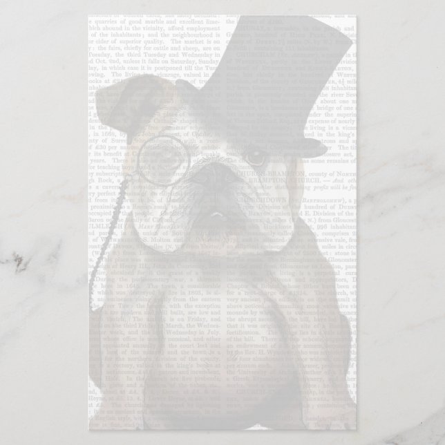 Engelska bulldog, formell hound och hatt brevpapper (Framsida)