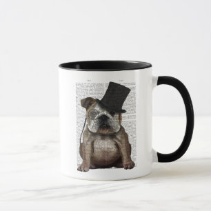Engelska bulldog, formell hound och hatt mugg