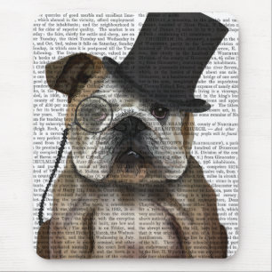 Engelska bulldog, formell hound och hatt musmatta