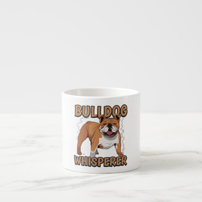 Engelska Bulldog Funny Bulldog Whisperer Espressomugg (Framsidan)