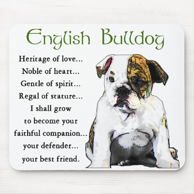 Engelska bulldog-gåvor musmatta (Framsidan)