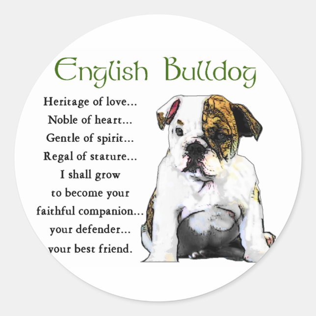 Engelska bulldog-gåvor runt klistermärke (Framsida)