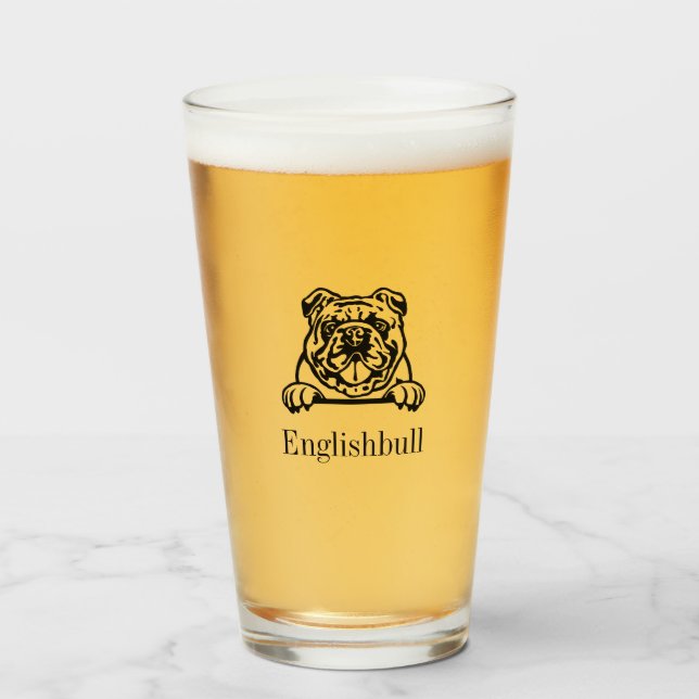 Engelska bulldog Glass Tumbler Glaskopp (Framsida fylld)