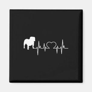 Engelska Bulldog Heartslag Magnet