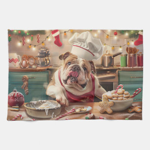 Engelska bulldog-Helgdag Baking: Festive jul Kökshandduk