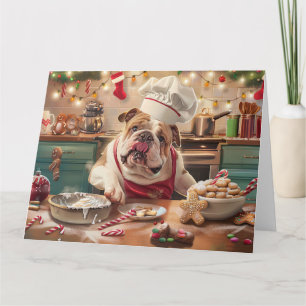 Engelska bulldog-Helgdag Baking: Festive jul Kort