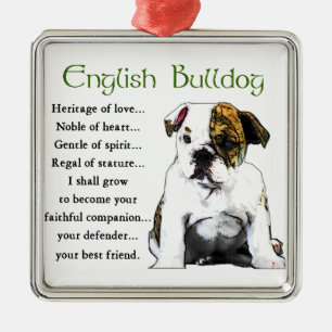 Engelska Bulldog Heritage of Kärlek Julgransprydnad Metall