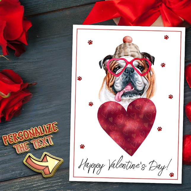 Engelska bulldog Hund älskare Valentine Gift Julkort (Skapare uppladdad)