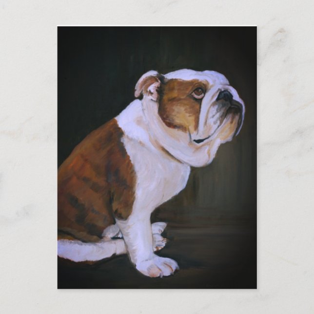 Engelska Bulldog Hund Art Postcard Vykort (Framsida)
