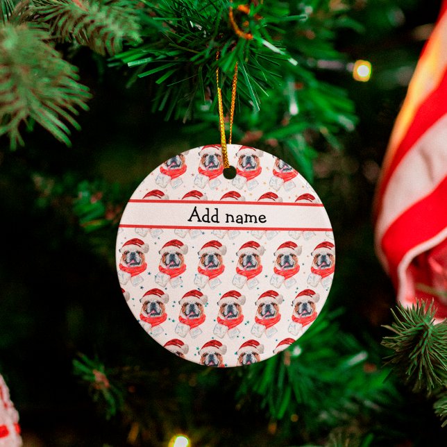 Engelska Bulldog Hund aveln jul Julgransprydnad Keramik (Skapare uppladdad)