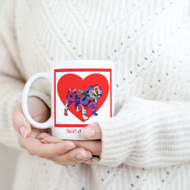 Engelska Bulldog Hund Red Valentine Day Heart Kaffemugg