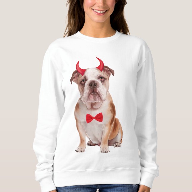 Engelska bulldog i Halloween T Shirt (Framsida)