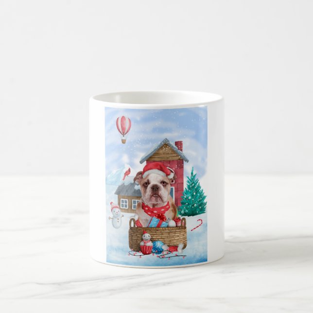 Engelska bulldog i Hund i snö Kaffemugg (Center)