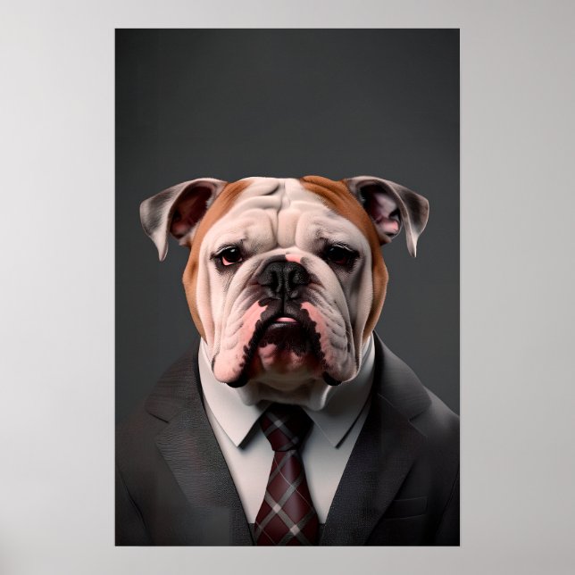 Engelska bulldog i Kostym | Min Bulldog Chef Poster (Framsidan)