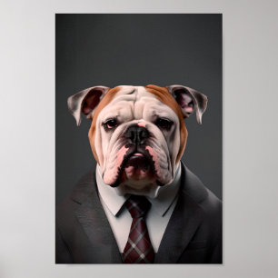 Engelska bulldog i Kostym   Min Bulldog Chef Poster