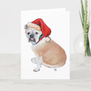 Engelska bulldog i Santa Hat Helgkort