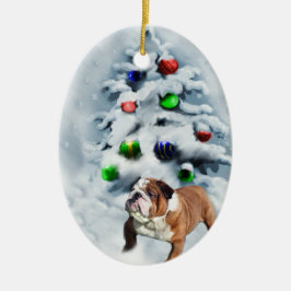 Engelska Bulldog-julklappar Ornament