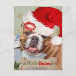 Engelska bulldog Kisses till jul Helg Vykort